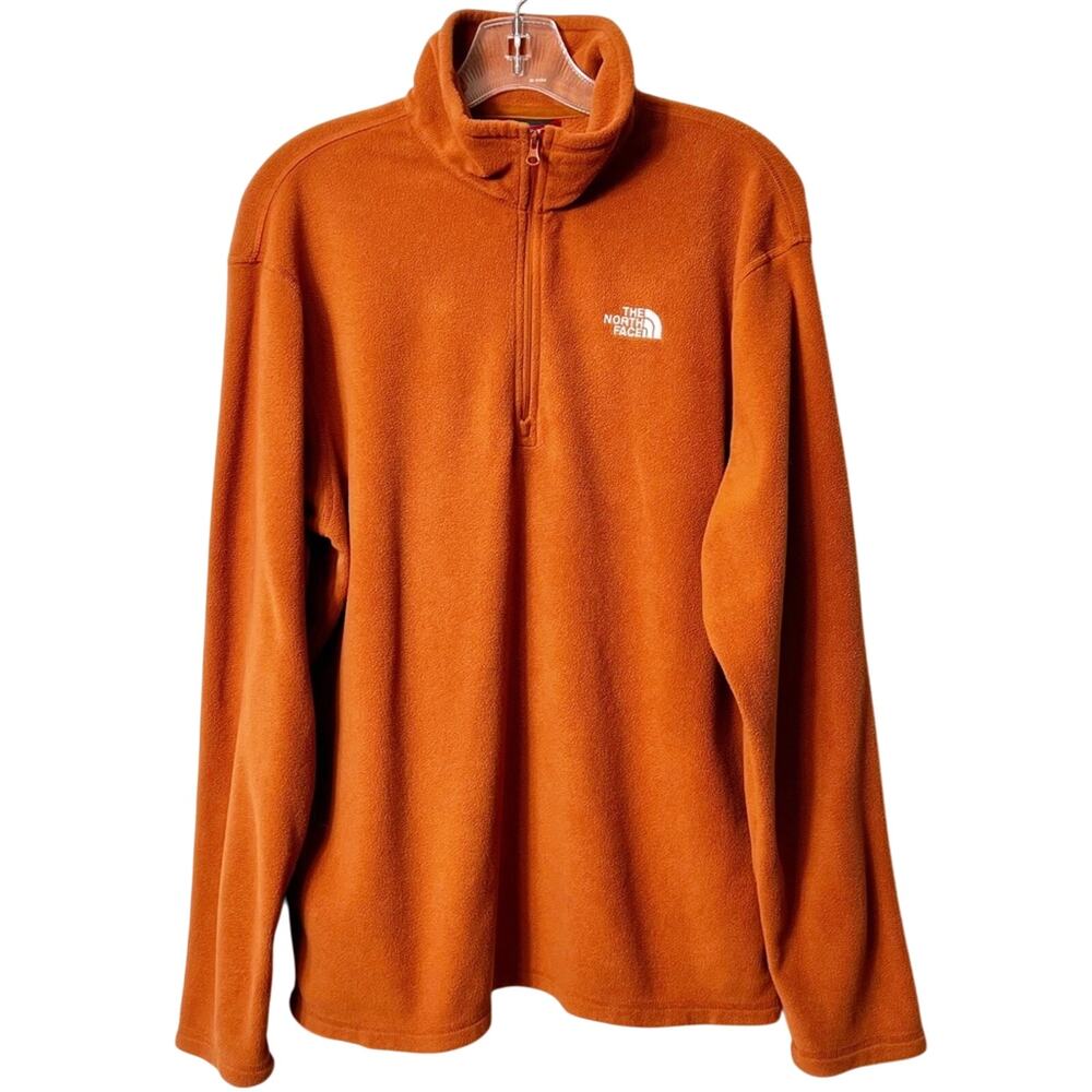 THE NORTH FACE TEXTURED FLEECE CAP ROCK ZIP PULLOVER MEN SIZE MEDIUM BURNT OCHRE